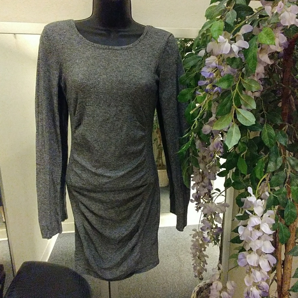 Express Curvy Knit Microstriped Dress